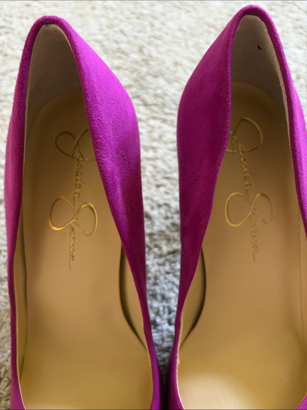 Jessica Simpson Magenta Suede Round-Toe Stiletto Pumps - Picture 2 of 5